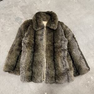Vintage 60s Tissavel Reversible France Fur Cotton Full Talon Zip Jacket 12/Large